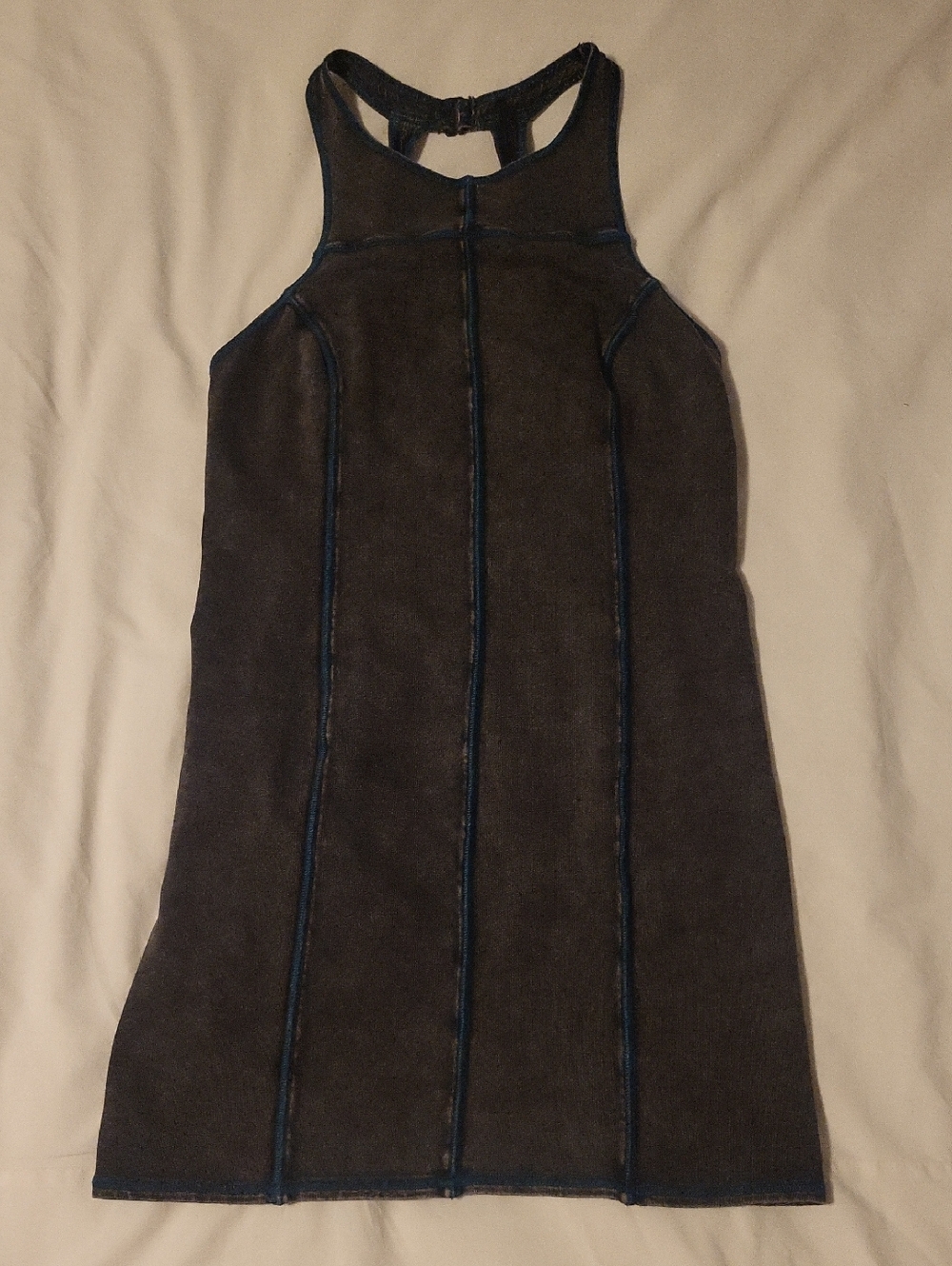 Free People Dark Gray Mini Dress with Blue Seam Detailing